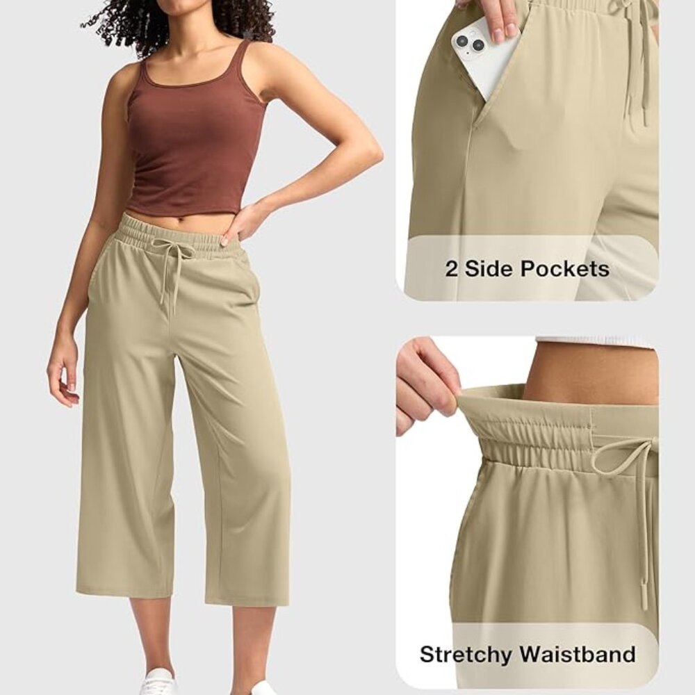 NWT 4XL Soothfeel Women's Capri Pants Loose High Waisted Wide Leg